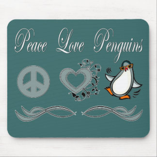 Tapis De Souris Pingouins d'amour de paix