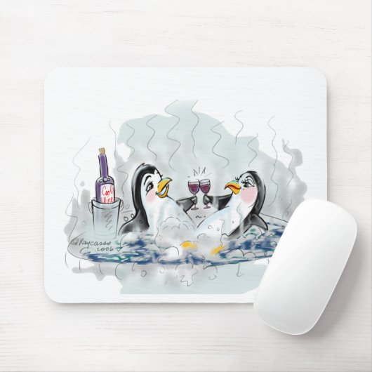 Tapis De Souris Pingouins de baquet chaud (Avec souris)