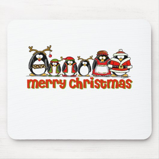 Tapis De Souris Pingouins de Joyeux Noël (Devant)