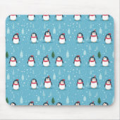 Tapis De Souris Pingouins mignons en bleu clair avec des flocons d (Devant)
