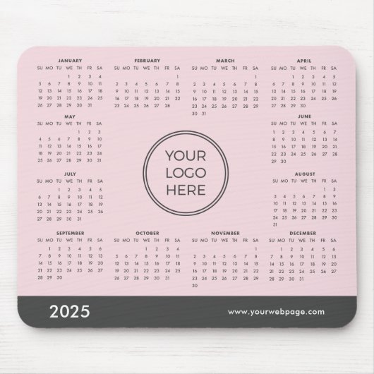 Tapis De Souris Pink 2025 Calendrier Business Logo Pad (Devant)