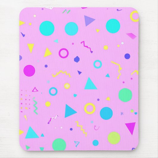 Tapis De Souris Pink 80s Memphis Geometric Pattern (Devant)