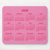 Tapis De Souris Pink and Red 2026 Calendar (Devant)