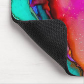 Tapis De Souris Pink and Turquoise Marble Abstract Watercolor (Coin)