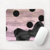 Tapis De Souris Pink & Black Gold Pois Chic Bow Trendy Glam (Avec souris)