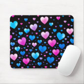 Tapis De Souris Pink & Blue Glowing Hearts (Avec souris)