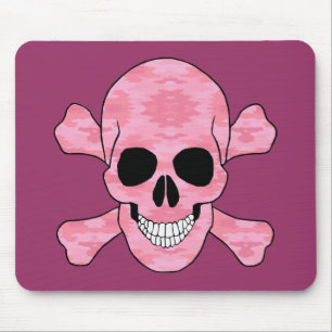 Tapis De Souris Pink Camouflage Skull And Crossbones Mouse Pad