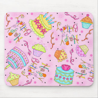 Tapis De Souris Pink Cupcakes and Cake Joyeux anniversaire