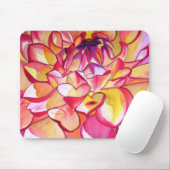 Tapis De Souris Pink Dahlia fleurs aquarelle art (Avec souris)
