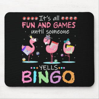 Tapis De Souris Pink Flamingo Bingo Funny Venin Art