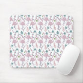 Tapis De Souris Pink flamingo seamless pattern on white background (Avec souris)