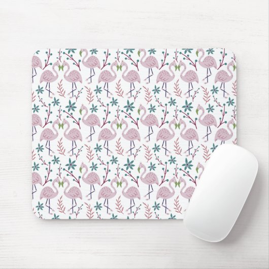 Tapis De Souris Pink flamingo seamless pattern on white background (Avec souris)