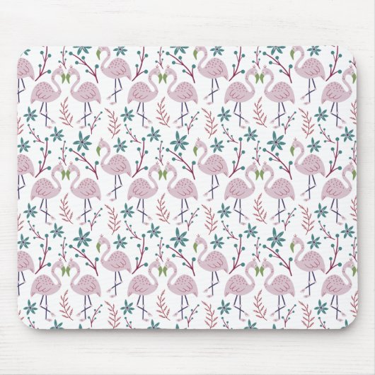 Tapis De Souris Pink flamingo seamless pattern on white background (Devant)