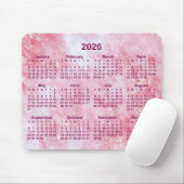 Tapis De Souris Pink Glitter Marble 2026 Calendar (Avec souris)