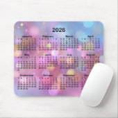 Tapis De Souris Pink Gold Blue Bokeh 2026 Calendar (Avec souris)