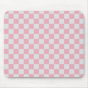 Tapis De Souris Pink + Grey Check À damiers Checkerboard Motif