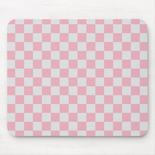 Tapis De Souris Pink + Grey Check À damiers Checkerboard Motif (Devant)