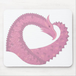 Tapis De Souris Pink heart dragon on white