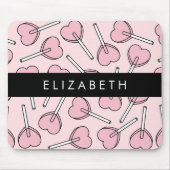 Tapis De Souris Pink Lollipops, Heart Lollipops, Lolly, Your Name (Devant)