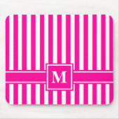 Tapis De Souris Pink Modern Stripe with Monogram (Devant)