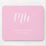 Tapis De Souris Pink moderne Monogramme Employé Initiales Entrepri<br><div class="desc">Bousepads professionnels employés sur mesure. Ces mousepads design sont disponibles avec les entreprises en tête et sont disponibles dans une variété de couleurs.</div>