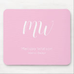 Tapis De Souris Pink moderne Monogramme Employé Initiales Entrepri<br><div class="desc">Bousepads professionnels employés sur mesure. Ces mousepads design sont disponibles avec les entreprises en tête et sont disponibles dans une variété de couleurs.</div>
