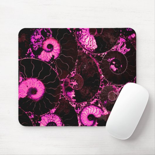 Tapis De Souris Pink Nautilus fossil shell pattern  (Avec souris)