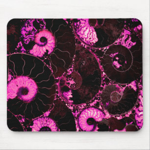 Tapis De Souris Pink Nautilus fossil shell pattern 