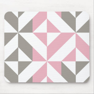 Tapis De Souris Pink Raspberry and Silver Geometric ZigZag