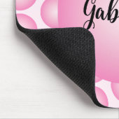 Tapis De Souris Pink Retro Polka Dot Monogram Script Name (Coin)