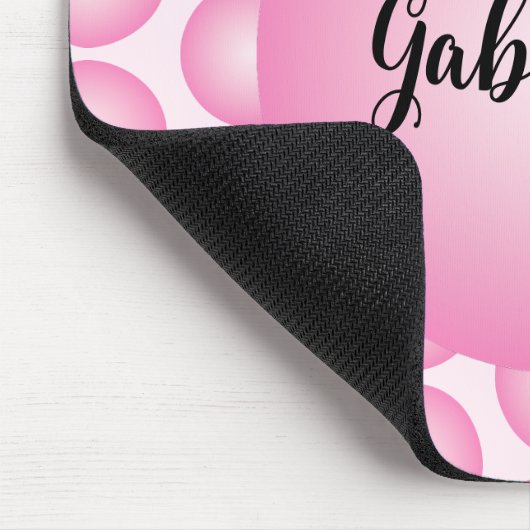 Tapis De Souris Pink Retro Polka Dot Monogram Script Name (Coin)