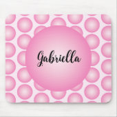 Tapis De Souris Pink Retro Polka Dot Monogram Script Name (Devant)