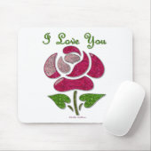 Tapis De Souris Pink Stencil Rose I Love You (Avec souris)