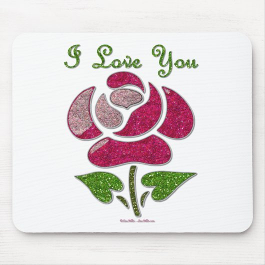 Tapis De Souris Pink Stencil Rose I Love You (Devant)