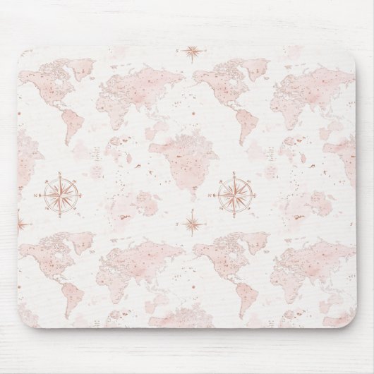 Tapis De Souris Pink World Map (Devant)
