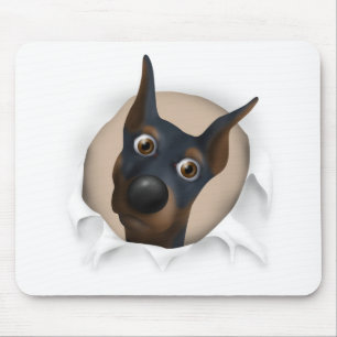 Tapis De Souris Pinscher de dobermann (noir et Tan) éclatant