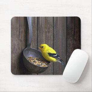 Tapis De Souris Pinson jaune sur cuillère rouillée