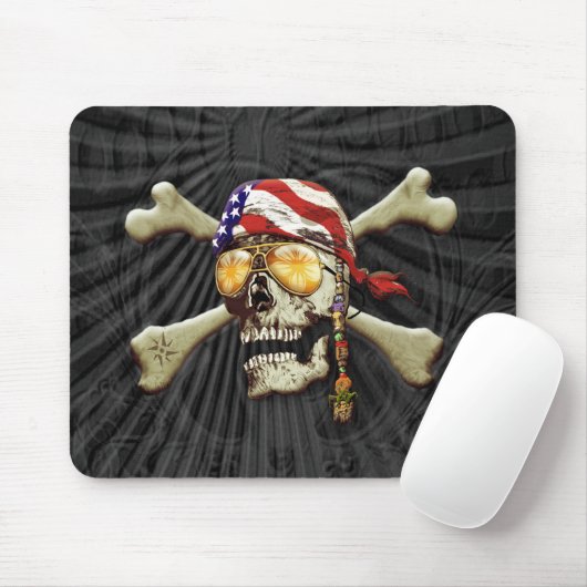 Tapis De Souris Pirate crâne et os croisés (Avec souris)