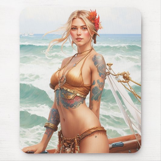 Tapis De Souris Pirate fille design imaginaire Souris Pad (Devant)
