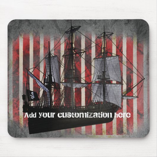 Tapis de souris Pirate Ship Pirates Grunge Cool (Devant)