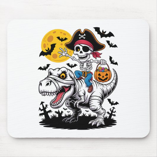 Tapis De Souris Pirate Squelette Halloween T Rex Candy Dinosaur Sh (Devant)
