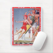 Tapis De Souris Piscine Fête Nage Vintage Été (Avec souris)