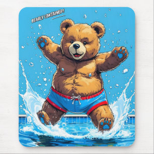 Tapis De Souris Piscine Vintage Été Ours Sauvage