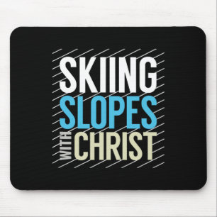Tapis De Souris Pistes De Ski Avec Jésus