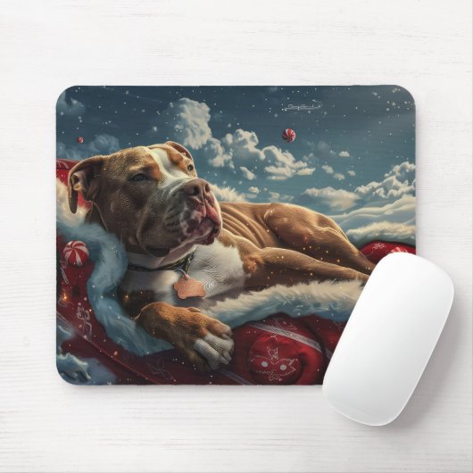 Tapis De Souris Pitbull Chien Festif de Noël (Avec souris)