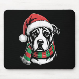 Tapis De Souris Pitbull Chien Noël Noël Chapeau Noël Écharpe Costu