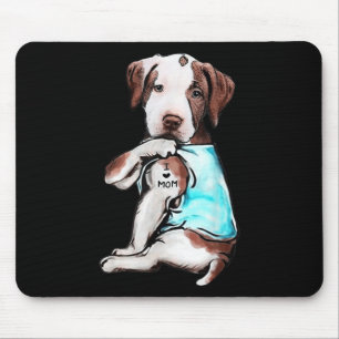 Tapis De Souris Pitbull Chien Tattoo I Love Maman Fête des mères A
