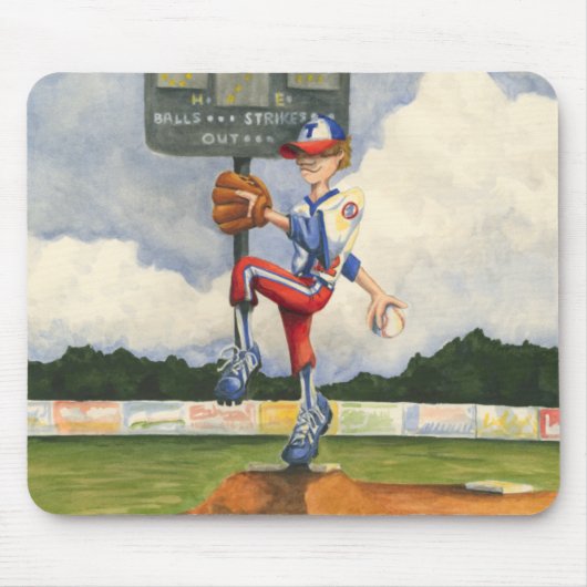 Tapis De Souris Pitcher de baseball sur Mound par Jay Throckmorton (Devant)