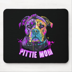 Tapis De Souris Pittie Maman Pitbull Amoureux de les chiens Fête d