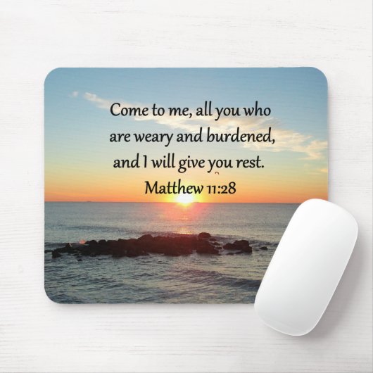 TAPIS DE SOURIS PITTORESQUE MATTHEW 11"28 SCRIPTURE VERSE (Avec souris)